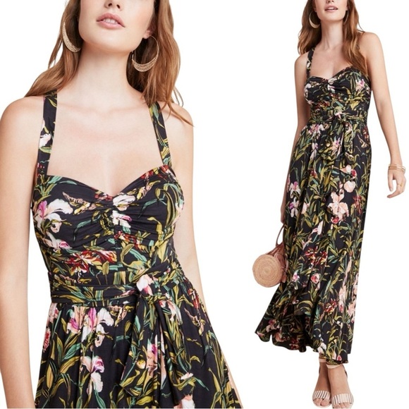 MAEVE x ANTHROPOLOGIE Gabriela Ruffled Faded Tropical Floral Maxi Dress - Picture 1 of 14